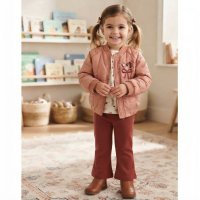 J16451: Girls Quilted Jacket, Top & Flared Leggings Outfit (2-4 Years)